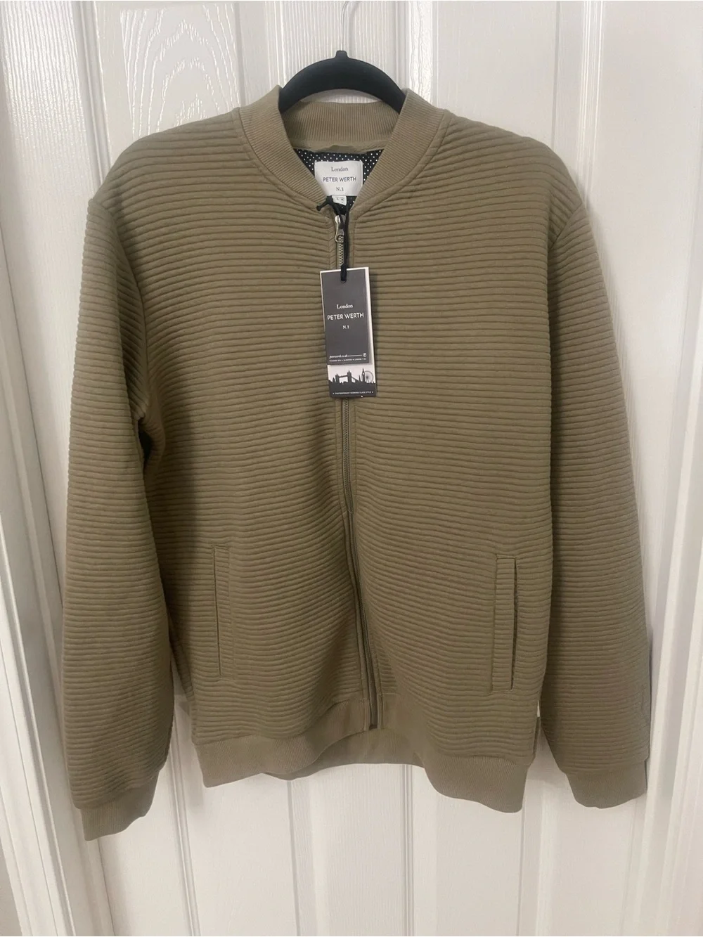 London Peter Werth Men's Olive Ribbed Zip Jacket Size L